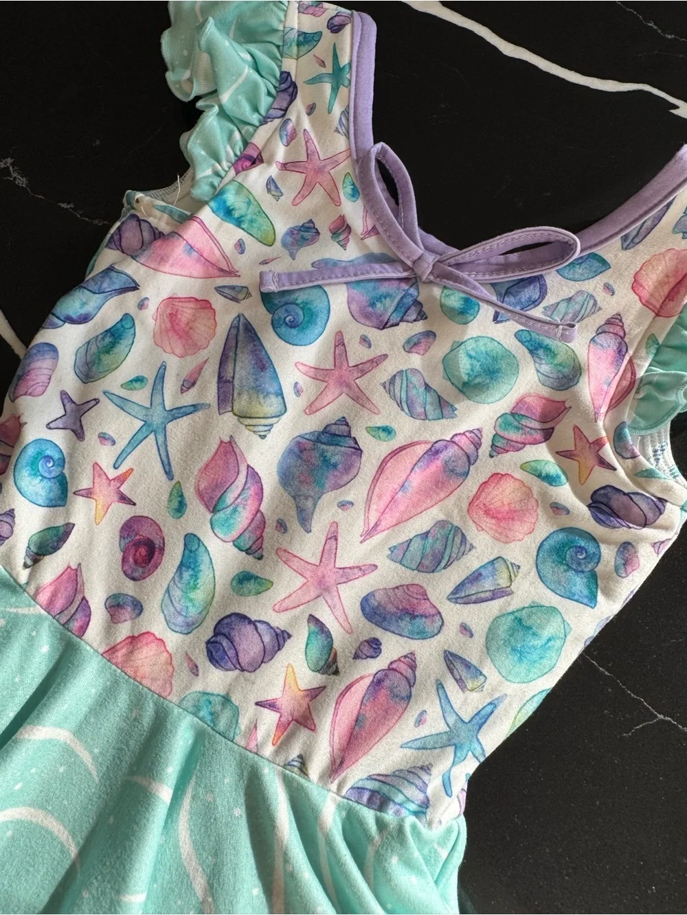 Girls Sea Shell Ballet Dress Costume - Mint & Pastel Print